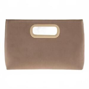 NEW JNB women's celeste top handle faux suede clutch in taupe